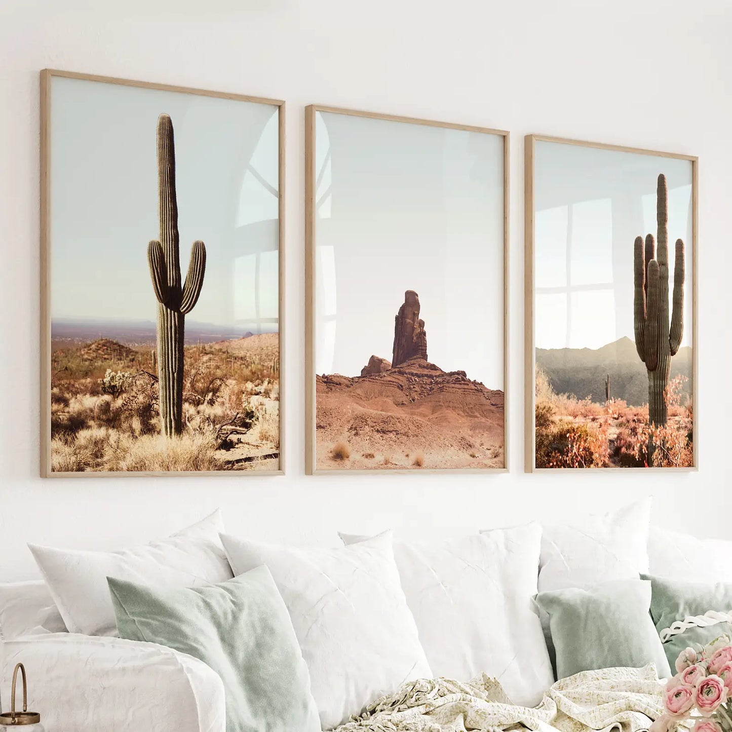 Arizona Desert Wall Art Set. Sedona Red Rocks, Saguaro Cacti
