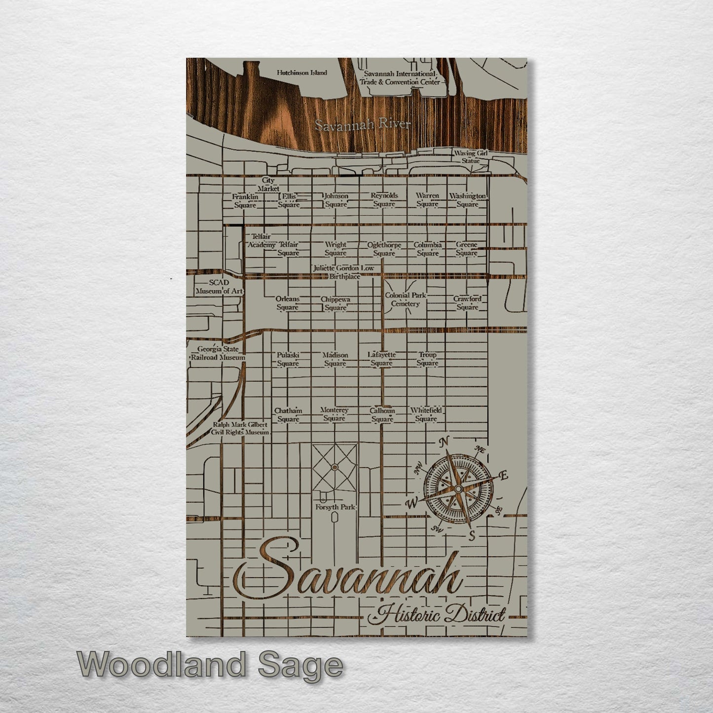 Squares of Savannah, Georgia Map