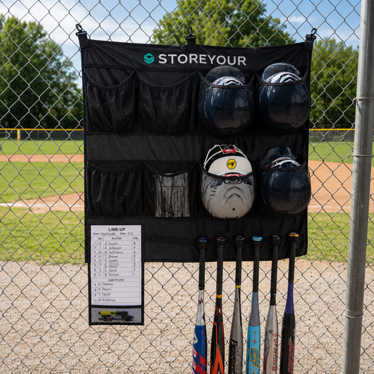 Baseball and Softball Dugout Storage System | Holds 14 Bats and 8 Helmets