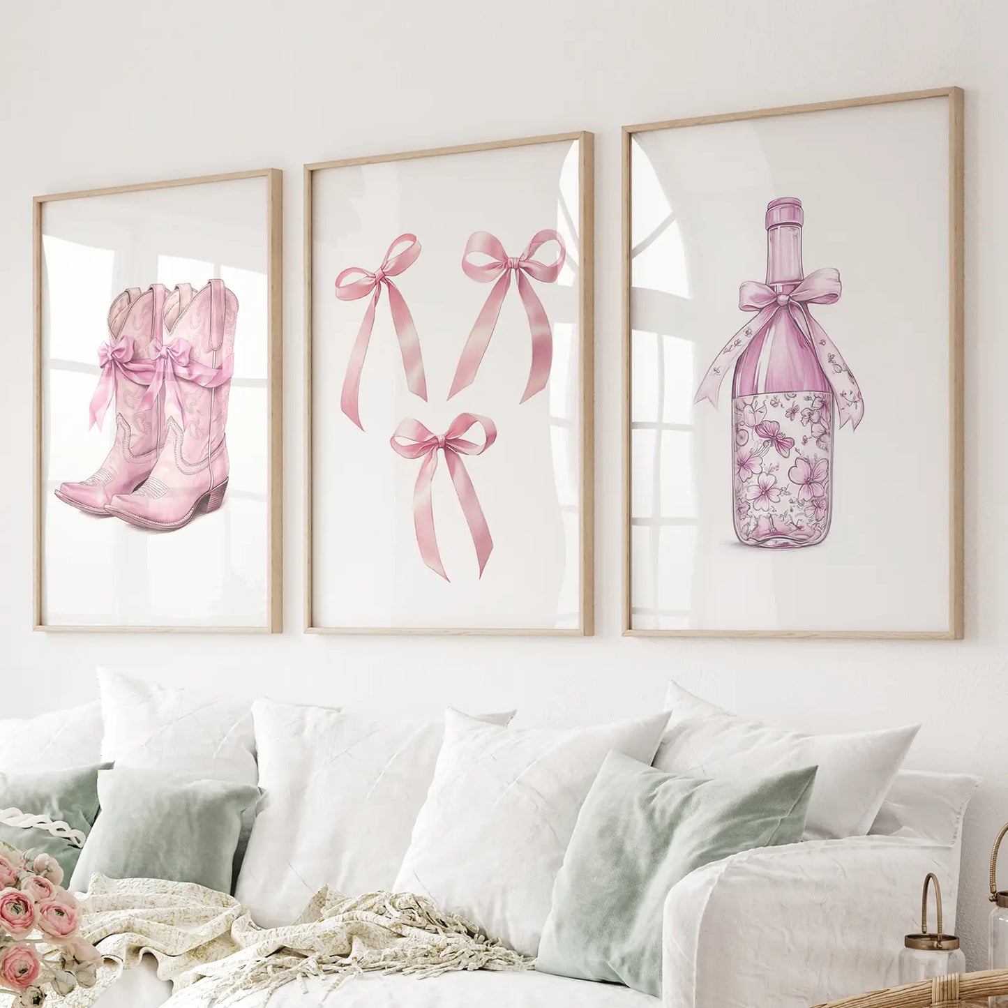 Trendy Pink Wall Art Prints Preppy Room Decor Set