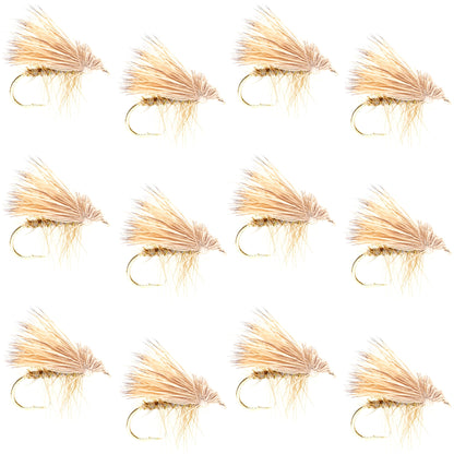 Barbless Yellow Elk Hair Caddis Classic Trout Dry Flies 1 Dozen Flies Size 18