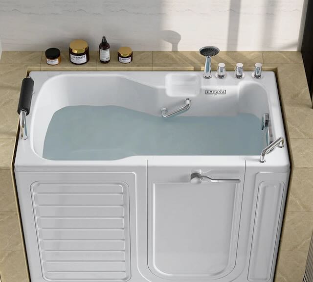 Empava 54" Alcove Soaking Walk-In Tub With Right Drain