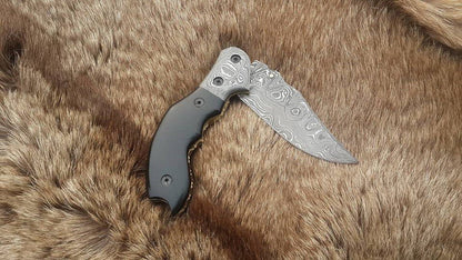 Everyday Carry Custom Handcrafted Damascus Steel Folding Pocket Knife with Buffalo Horn & Damascus Bolster Handle – The Artisan's Touch