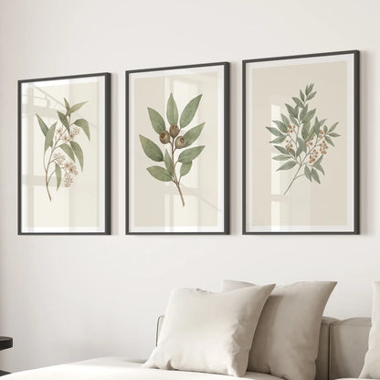 Vintage Neutral Botanical Gallery Wall Print Set