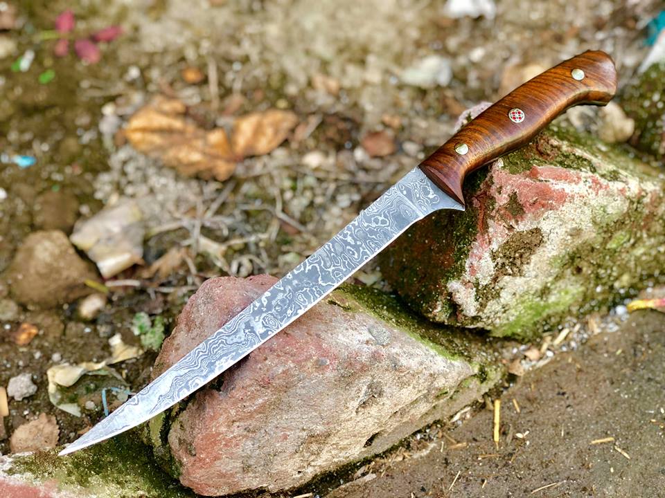 Fish Knife – 8" Damascus Blade with Sheath