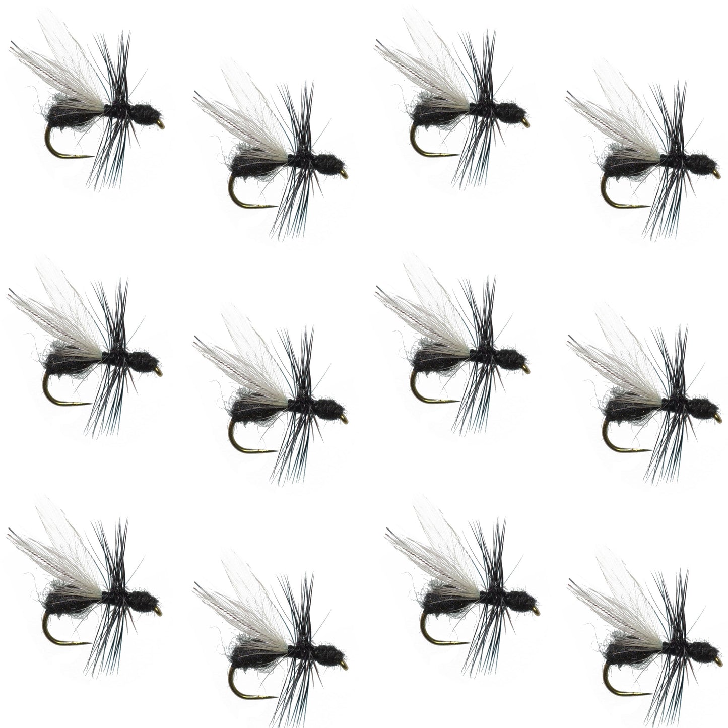 Black Fur Flying Ant Terrestrial Trout Dry Fly - 1 Dozen Flies Hook Size 12