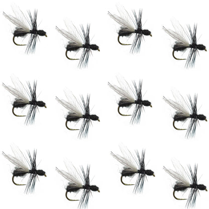Black Fur Flying Ant Terrestrial Trout Dry Fly - 1 Dozen Flies Hook Size 12
