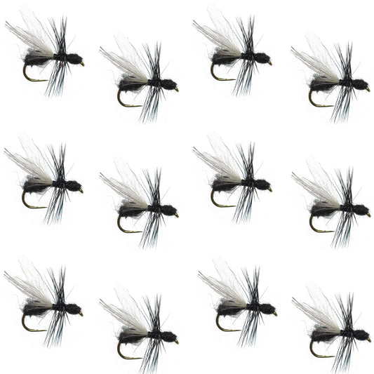 Black Fur Flying Ant Terrestrial Trout Dry Fly - 1 Dozen Flies Hook Size 14