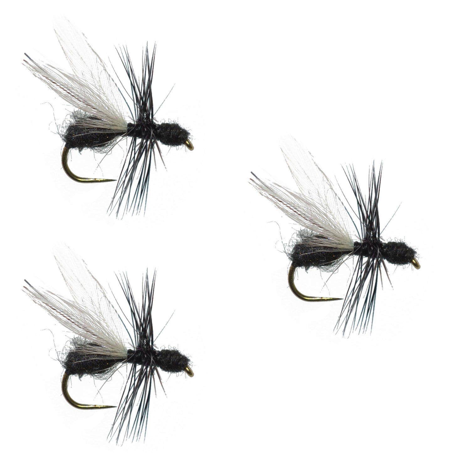 3 Pack Black Fur Flying Ant Terrestrial Trout Dry Fly - Hook Size 12