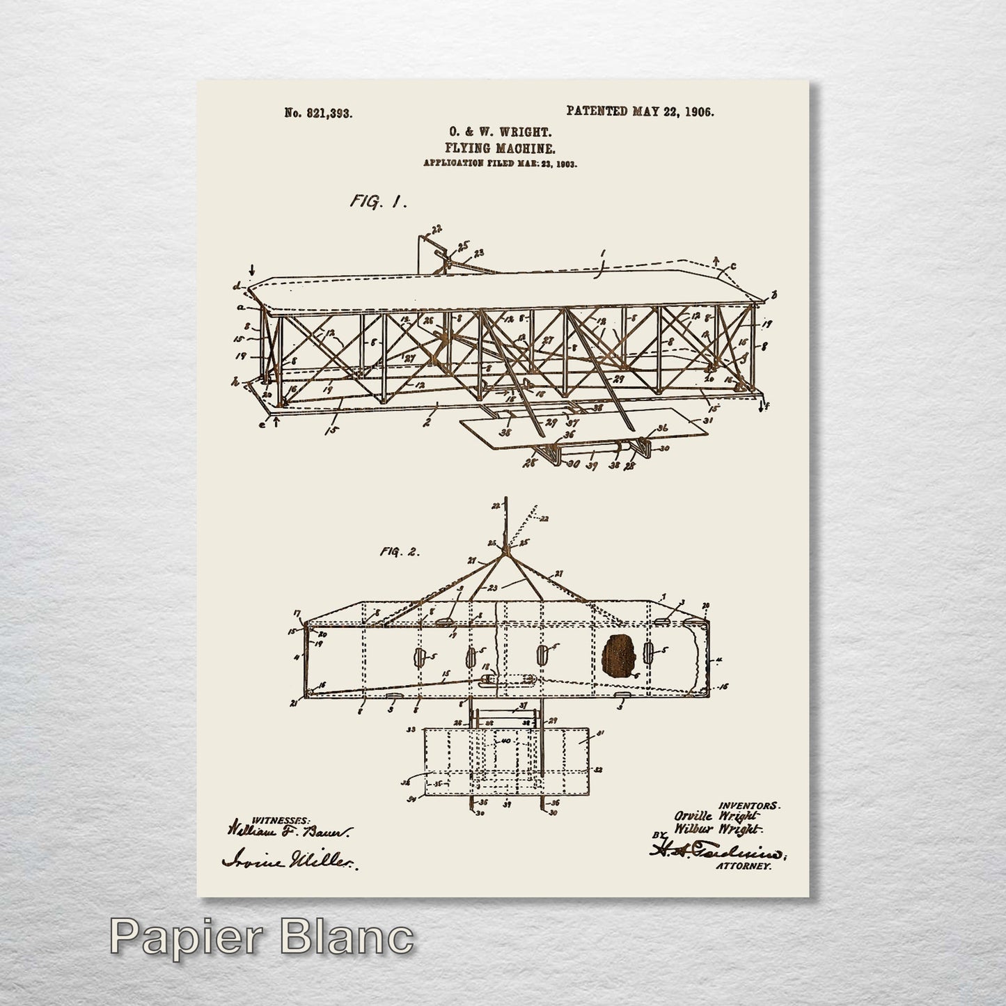Wright Brother's Flying Machine US Patent