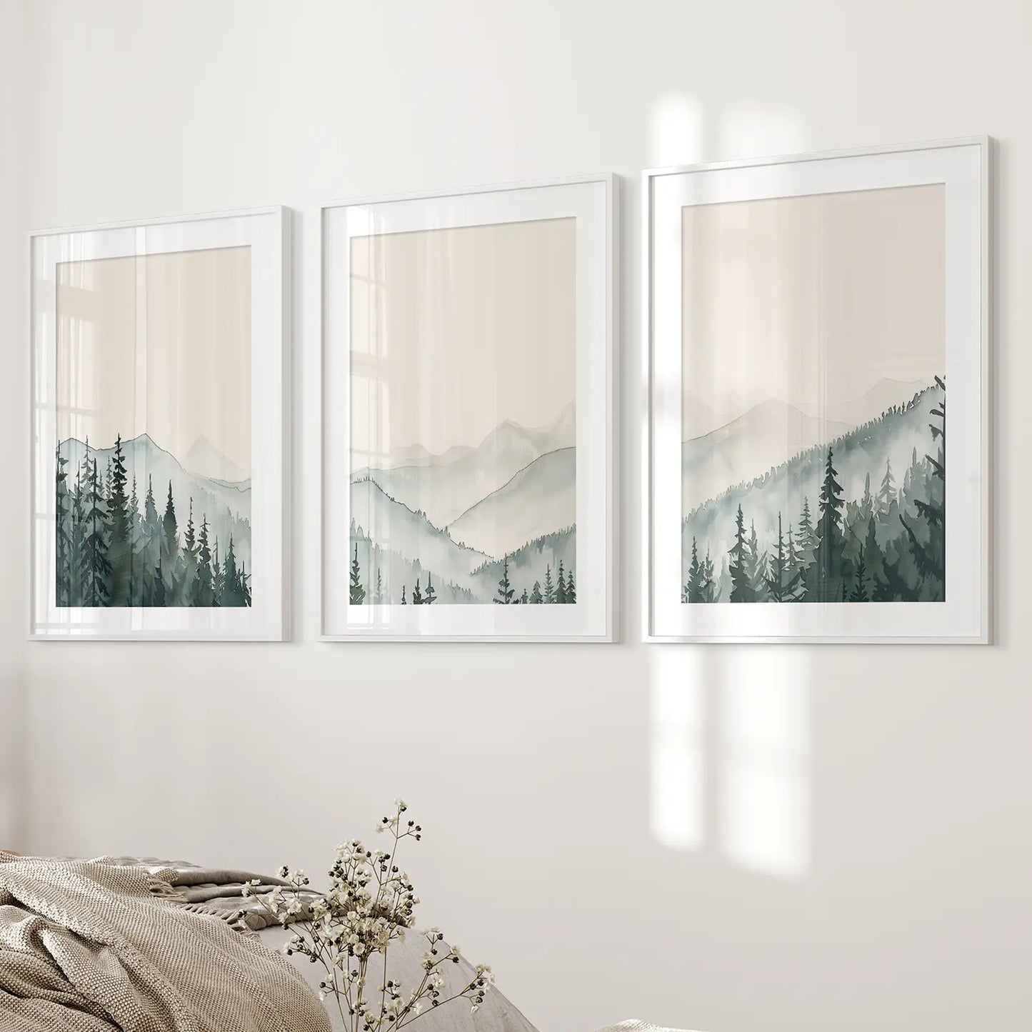Set of 3 Mountain Forrest Decor Prints Wall Art