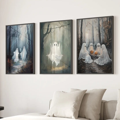 Dark Halloween Spooky Ghost Wall Art Prints Decor