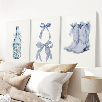 Preppy Aesthetic Dorm Decor Blue Wall Art Prints