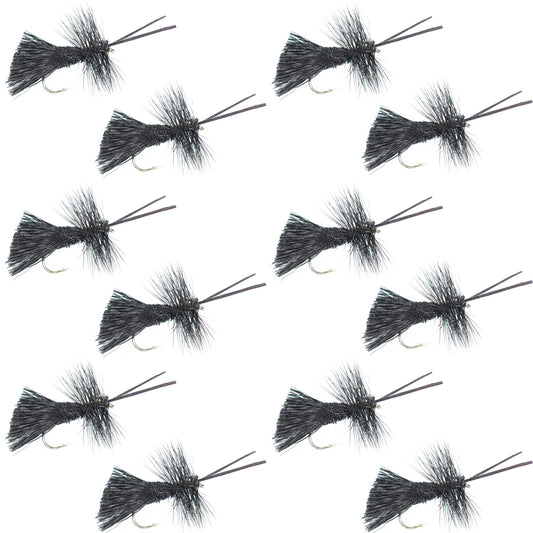 Goddard Caddis Black Dry Fly - 12 Flies Hook Size 16