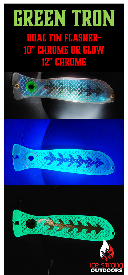 10" or 12" Chrome/Glow Fishblades - Dragon/Dragon Slayer/Blue Tron/Green Tron