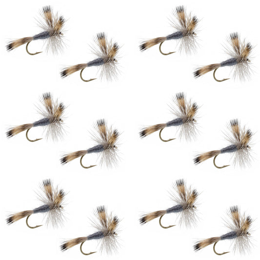 Gray Wulff Classic Trout Dry Fly -12 Flies Hook Size 14