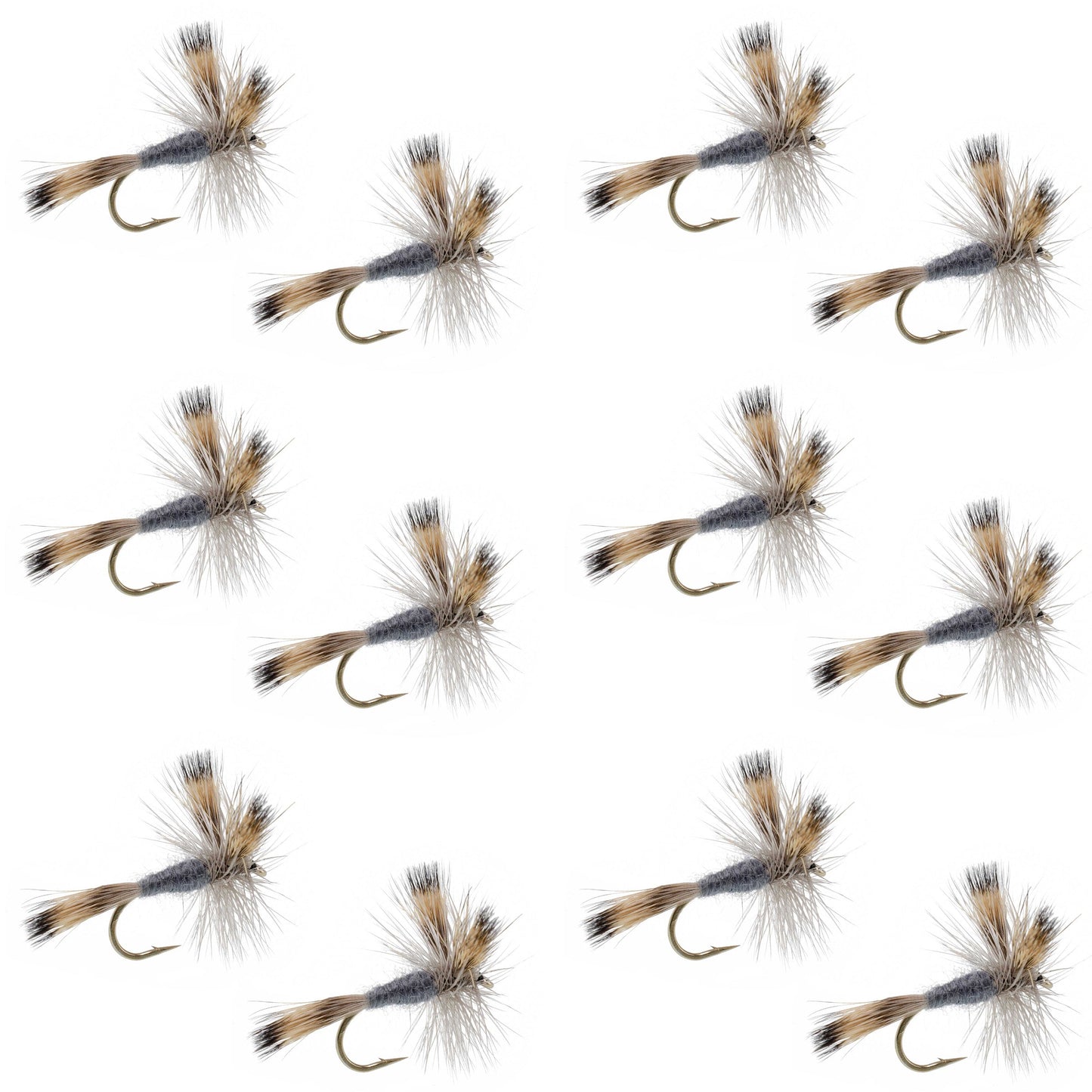 Gray Wulff Classic Trout Dry Fly -12 Flies Hook Size 10