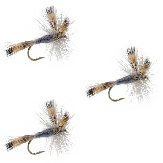 3 Pack Gray Wulff Classic Trout Dry Flies Hook Size 12