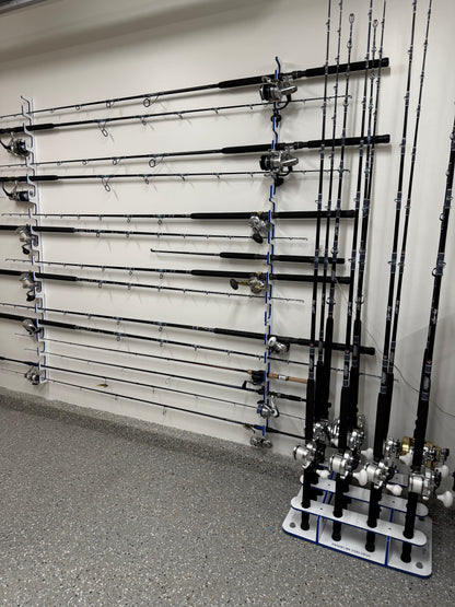 Made in the USA Fishing Rod Rack | 12 Pole Waterproof Wash-down | Dock, Garage, Boat, Storage