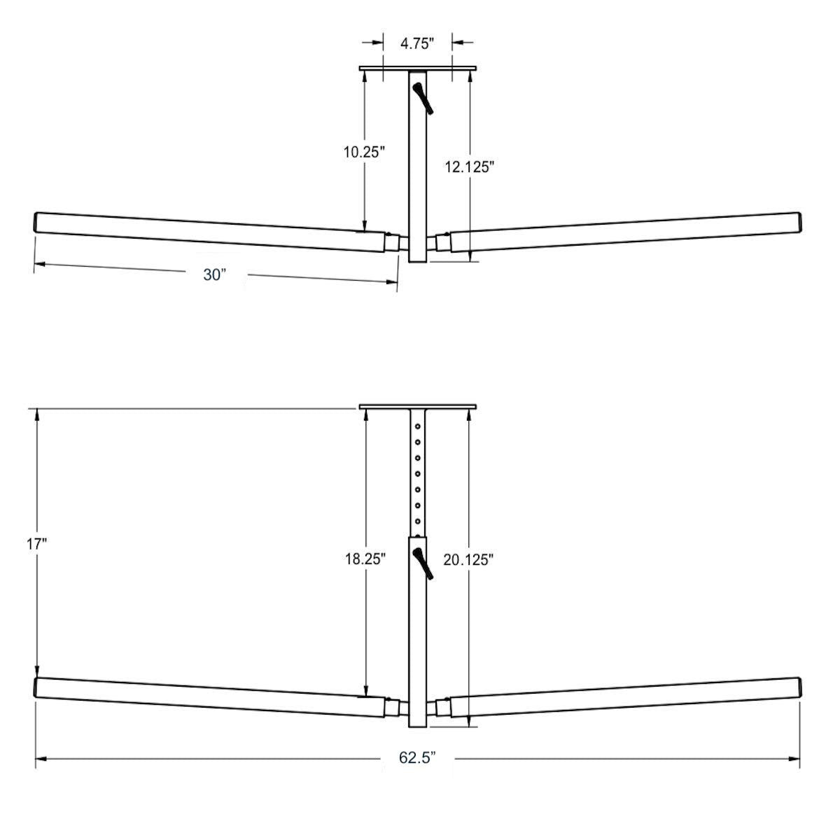 Hi-Port 2 | Ladder Adjustable Ceiling Storage Rack | Double | Holds 150 lbs