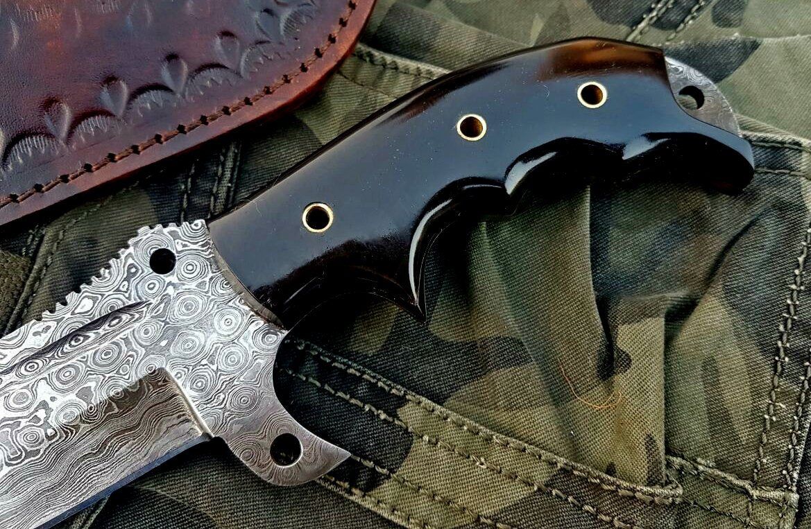 Custom Handcrafted Damascus Steel Tops Tanto Tactical Tracker Knife - Ideal for Survival, Camping & Combat | KBS Knives