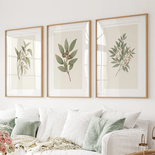Vintage Neutral Botanical Gallery Wall Print Set