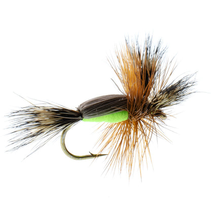Barbless Chartreuse Humpy Hair Wing Dry Fly - 1 Dozen Flies Size 16