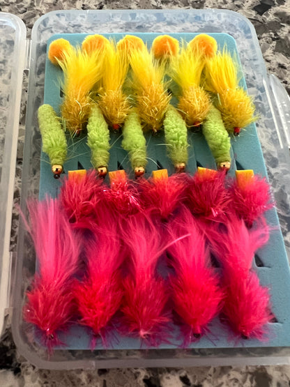 Mop, Blob and Egg Box, 25 Flies