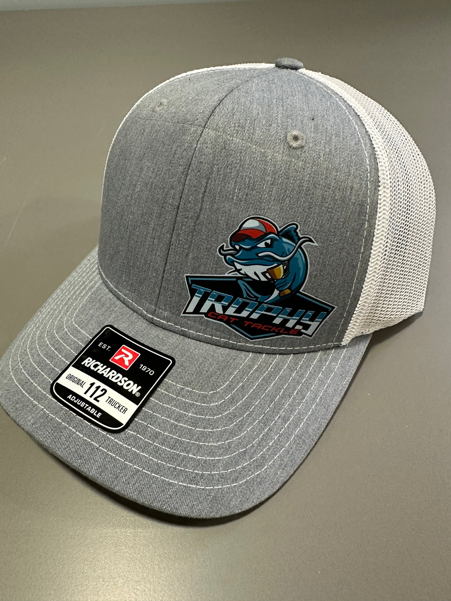 Trophy Cat Tackle Grey/White Snap Back Trucker Hat