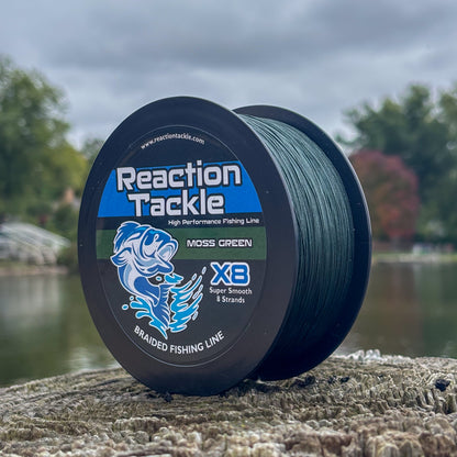 Reaction Tackle X8 Braided Fishing Line - Moss Green 8 Strand