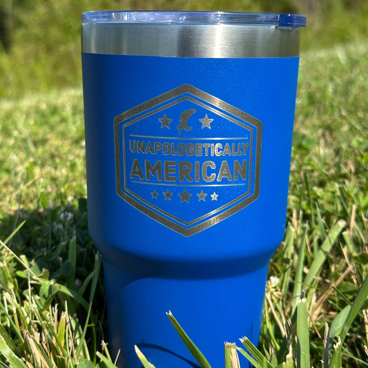 Unapologetically American 30oz Blue Tumbler w/ Straw