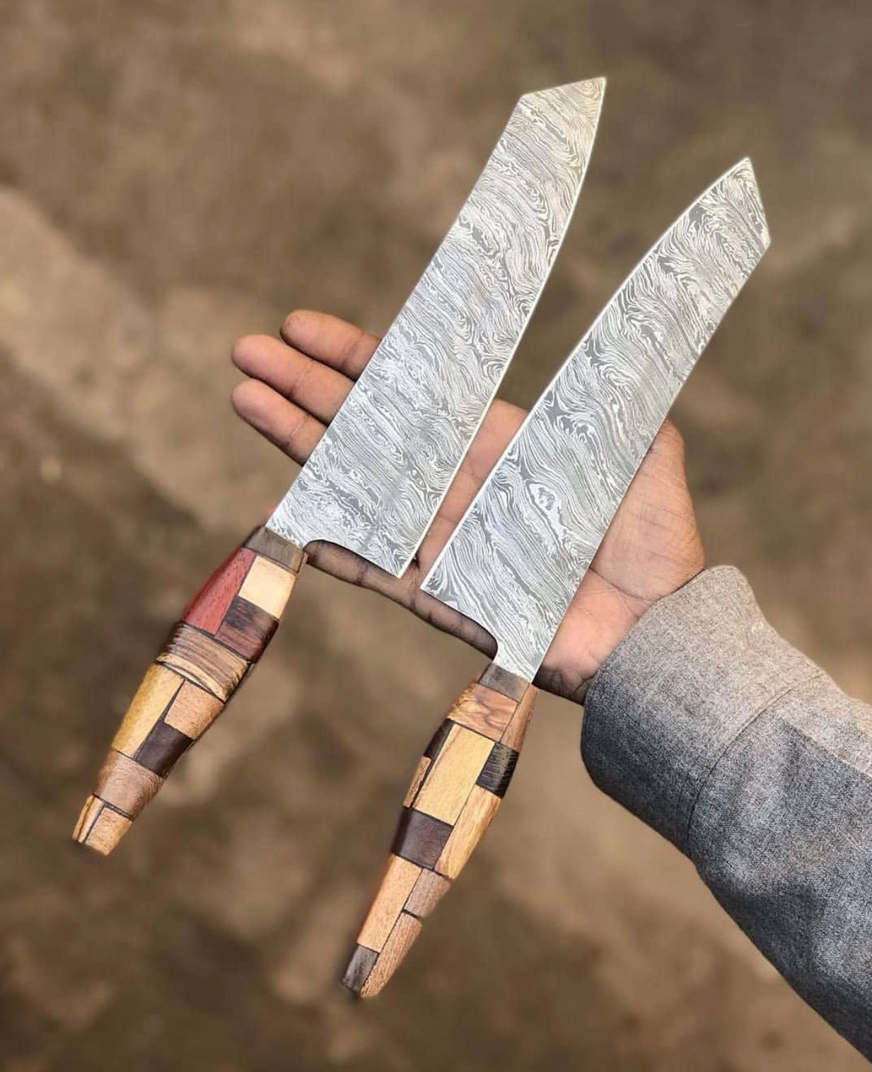 Damascus Steel Chef Knives Pairing Set