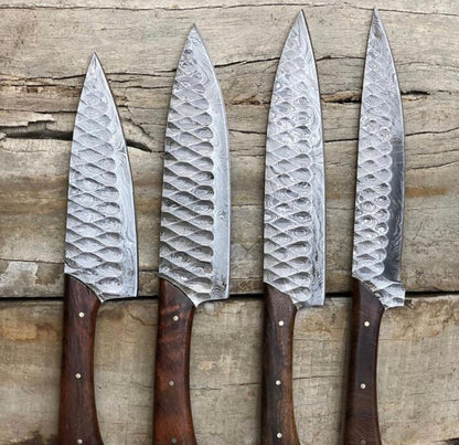 New 05 PCS Damascus Forged Steel Kitchen Knives Set