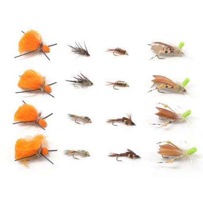 Trout Fly Assortment - Hopper Dropper Fly Fishing Rig Collection - 16 Flies