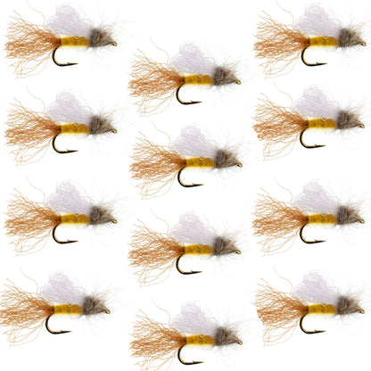 Amber Iris Caddis Emerger Caddis  Trout Dry Fly - 12 Flies Hook Size 14
