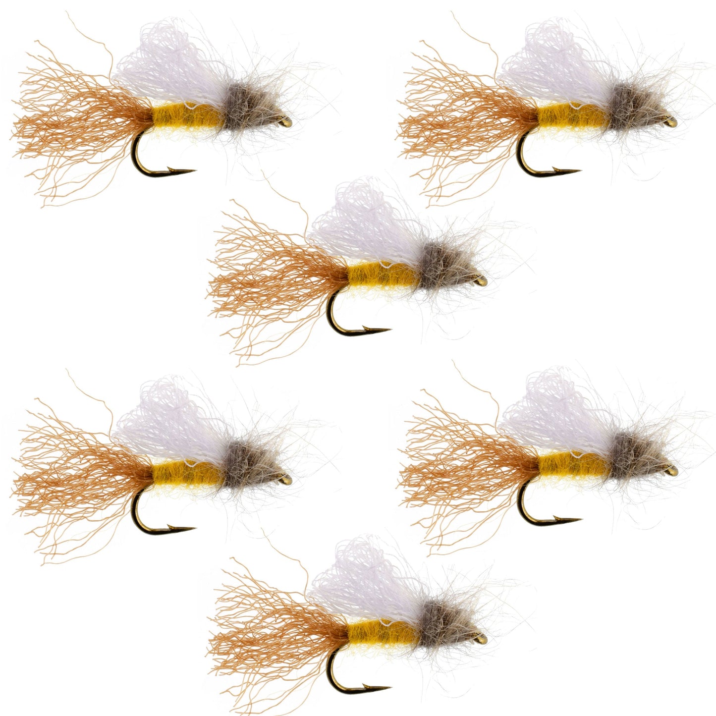 Amber Iris Caddis Emerger Caddis  Trout Dry Fly - 6 Flies Hook Size 16