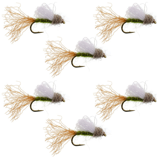Olive Iris Caddis Emerger Caddis  Trout Dry Fly - 6 Flies Hook Size 16