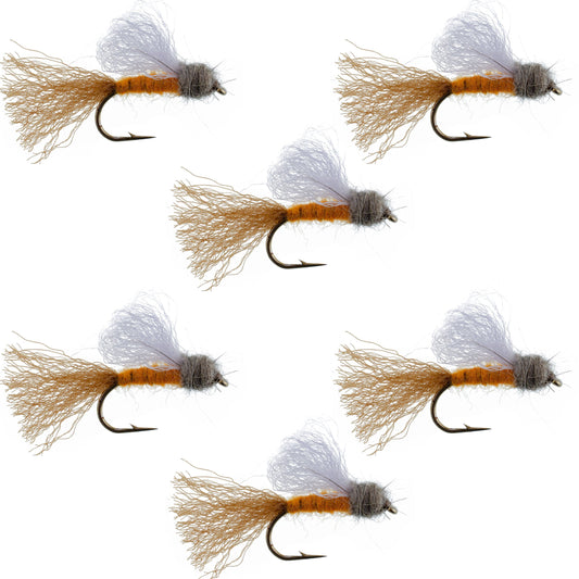 Orange Iris October Caddis Emerger Caddis  Trout Dry Fly - 6 Flies Hook Size 8