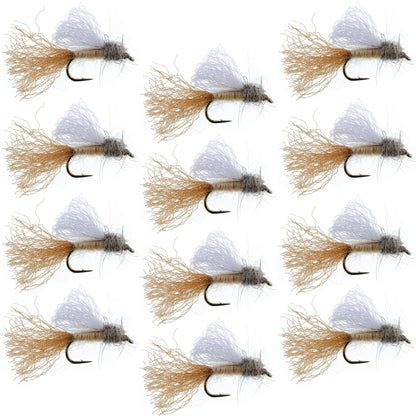 Tan Iris Caddis Emerger Caddis  Trout Dry Fly - 12 Flies Hook Size 16