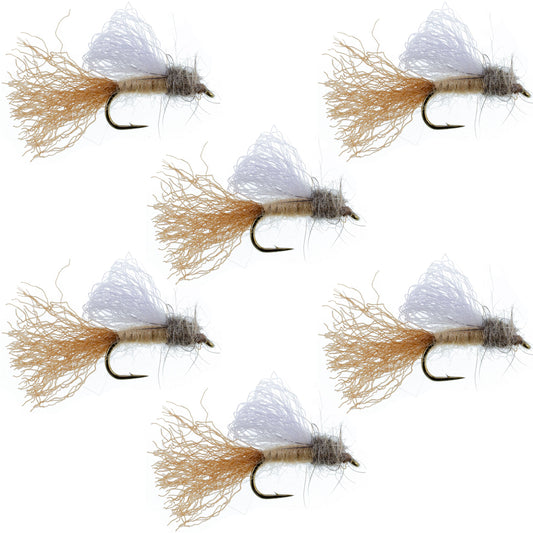 Tan Iris Caddis Emerger Caddis  Trout Dry Fly - 6 Flies Hook Size 14