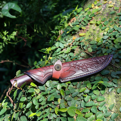 Terminator Japanese Hunting Knife with VG-10 Damacus Blade and Ebony Wood Handle