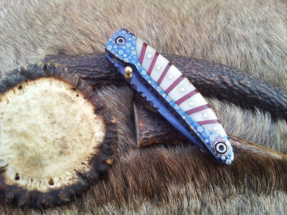 Everyday Carry Damascus Steel Folding Pocket Knife with Laser Engraved Bone Handle