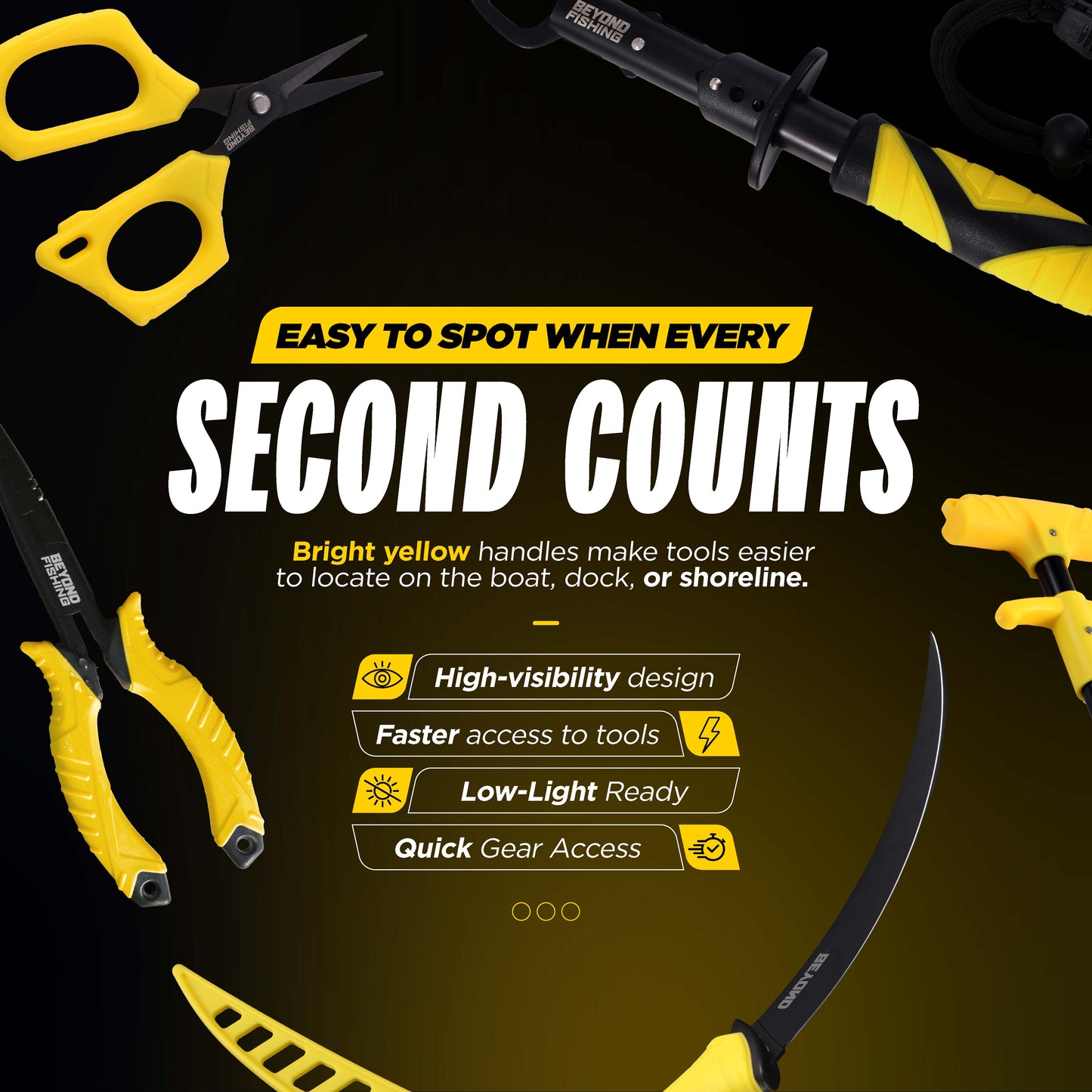 Beyond Braid Fishing 5-Piece Fishing Tool Kit - Pliers, Fillet Knife, Hook Remover, Lip Gripper, and Braid Scissors