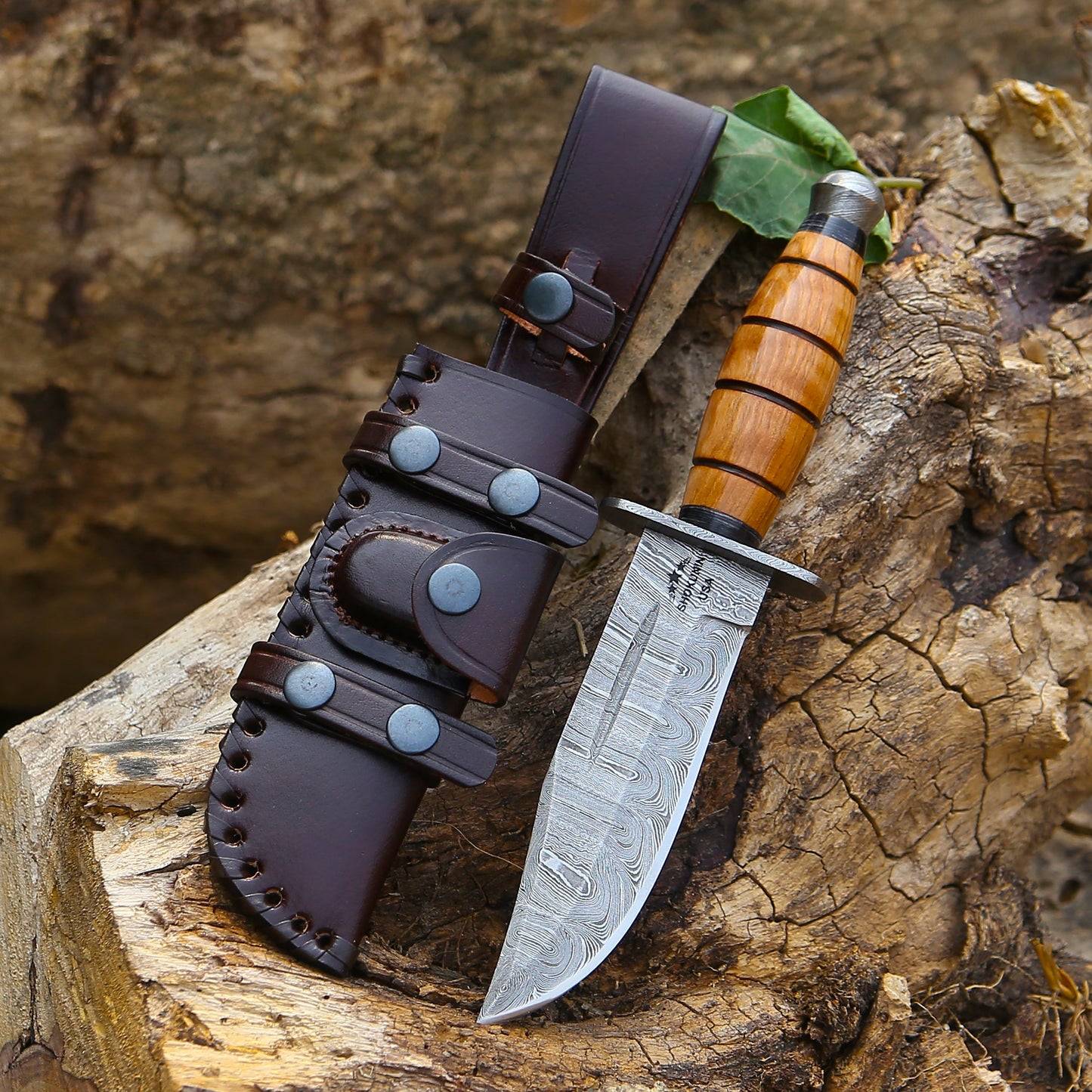 Stealth Custom Ka Bar Knife with Olive Wood Handle