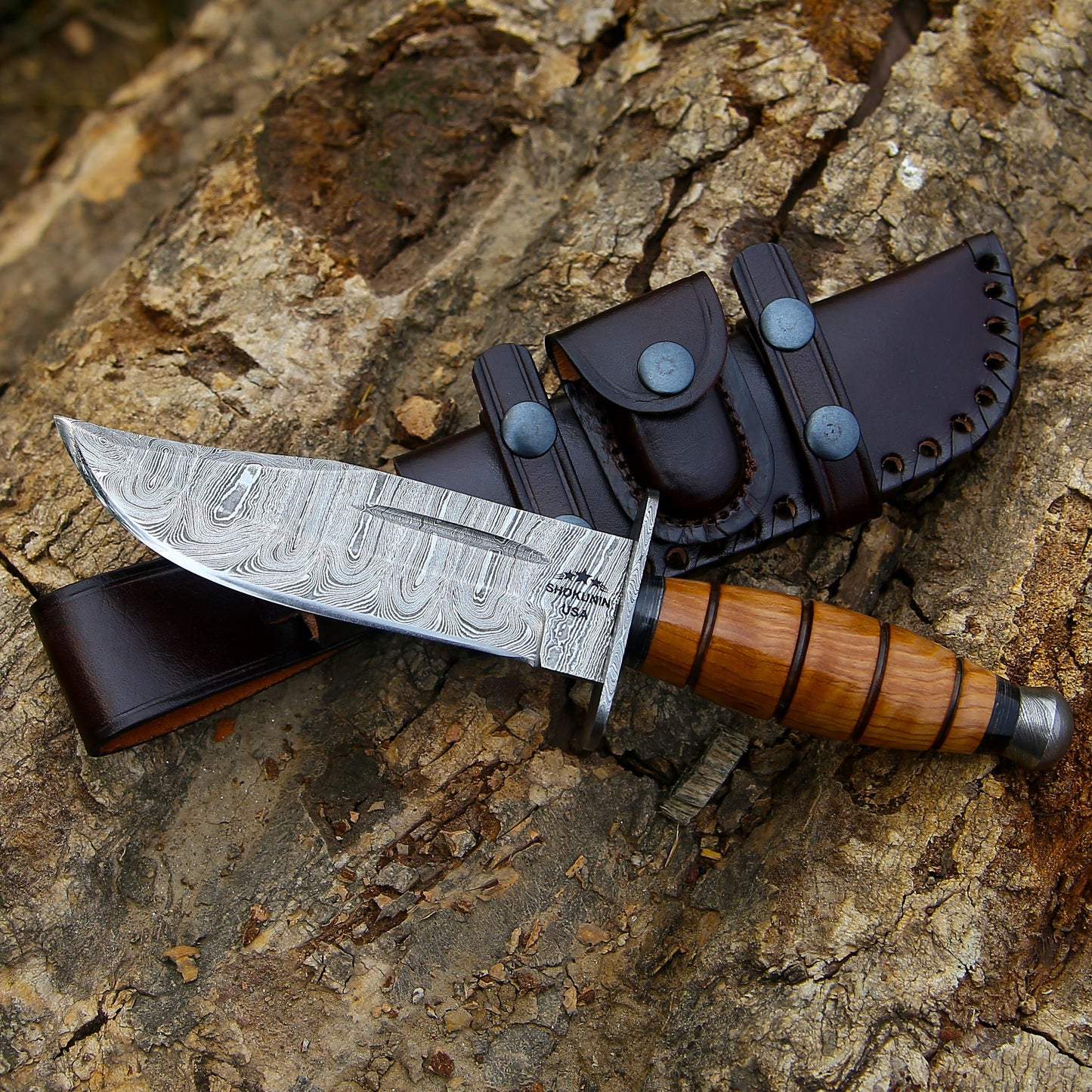 Stealth Custom Ka Bar Knife with Olive Wood Handle