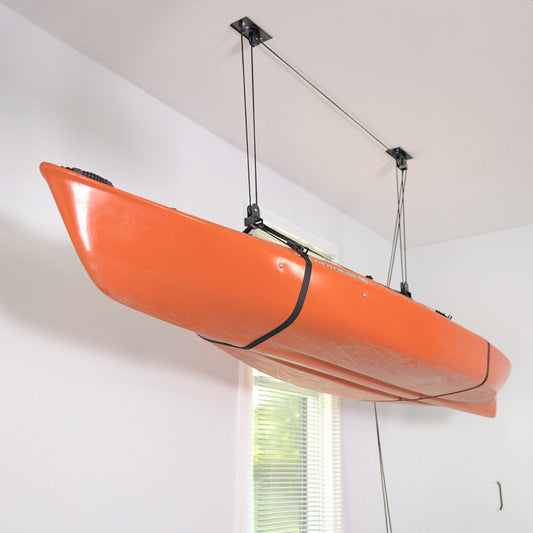 Essential Kayak Garage Ceiling Storage Hoist | Holds up to 150 lbs | 14' Lift