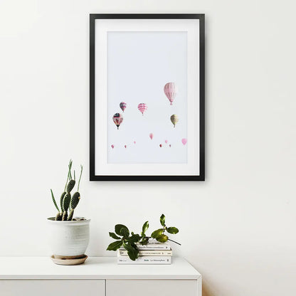 Pink Air Balloons Print. Kid's Room Wall Art