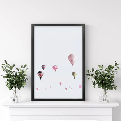 Pink Air Balloons Print. Kid's Room Wall Art