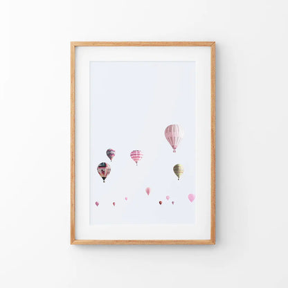 Pink Air Balloons Print. Kid's Room Wall Art