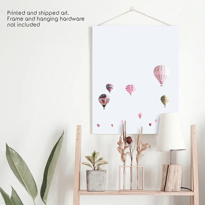 Pink Air Balloons Print. Kid's Room Wall Art